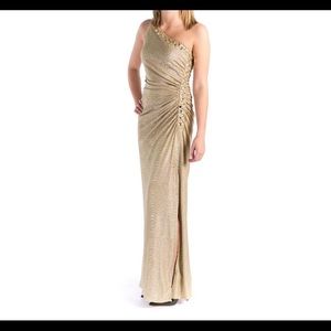 Betsy Adams size 8 Gold Lame full length dress
